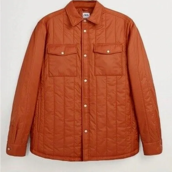 RARE High Quality Zara Man’s Quilted Shirt Jacket Shacket Pockets, lightweight L - Picture 13 of 13